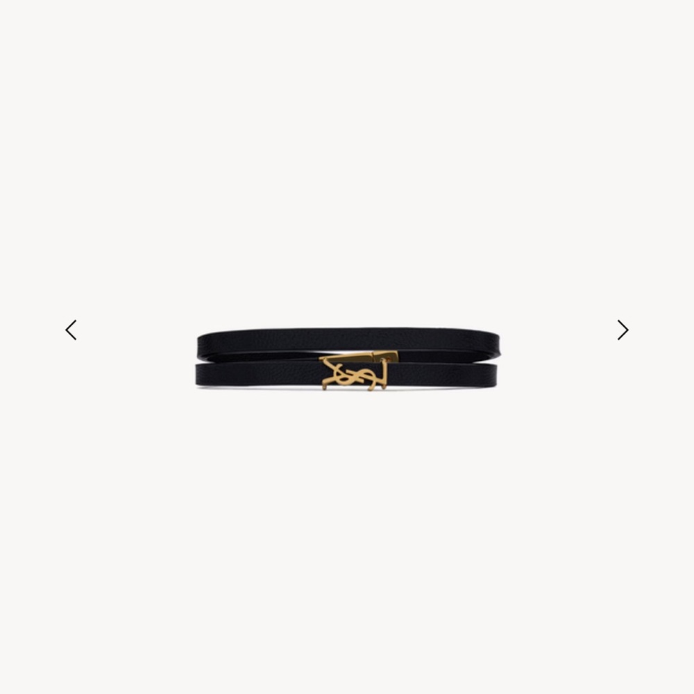 YSL Double Strap Leather Cassandre Bracelet